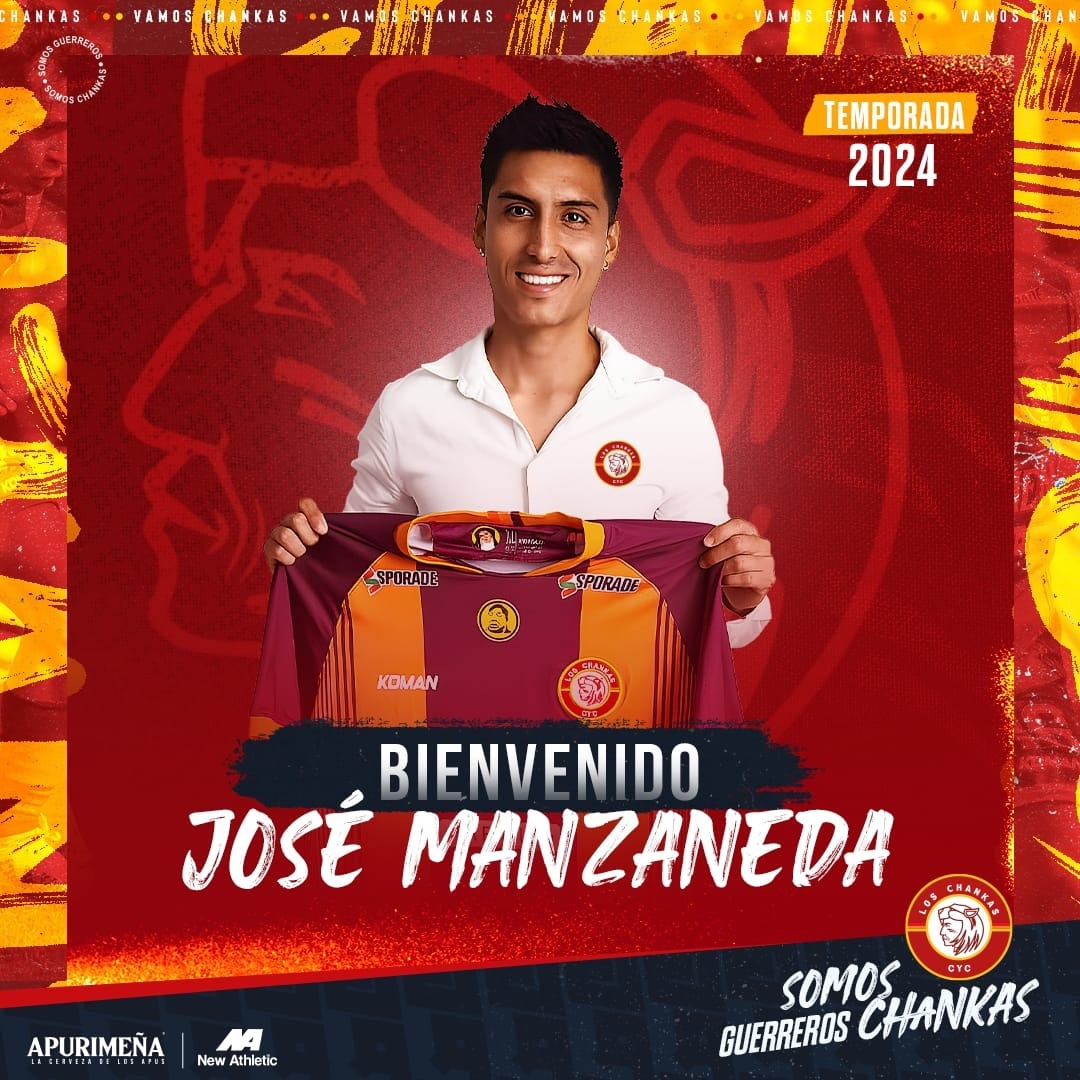José Manzaneda es nuevo jugador de Los Chankas. | Fuente: www.facebook.com/ClubDeportivoLosChankasCYC