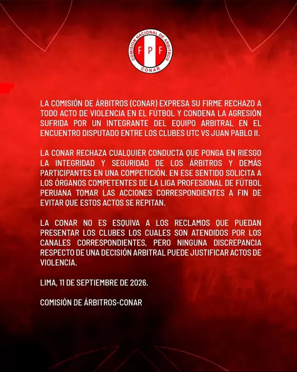 Conar hizo firme solicitud a Liga 1 por la agresión que sufrió Jesús Cartagena / Foto: Conar Conar hizo firme solicitud a Liga 1 por la agresión que sufrió Jesús Cartagena / Foto: Conar