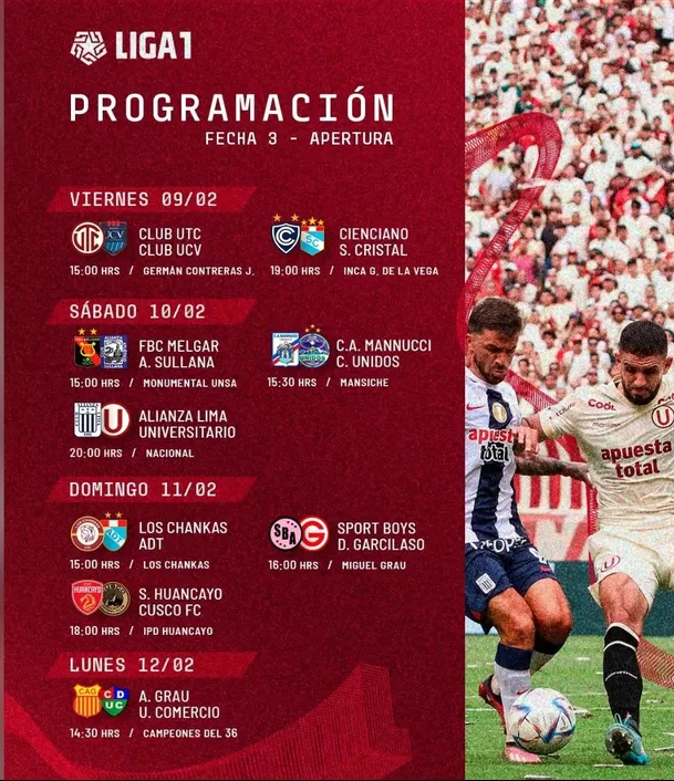 Salió la programación de la Fecha 3 de la Liga 1 2024 / Foto: Liga 1