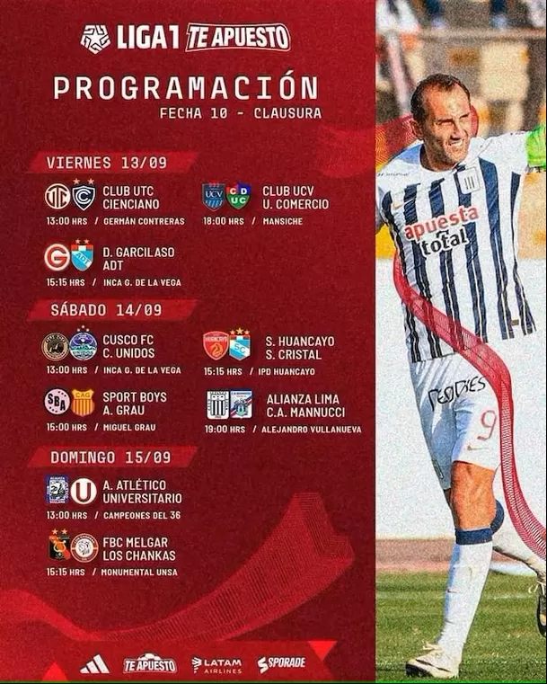 Programación Clausura. | Foto: Liga 1