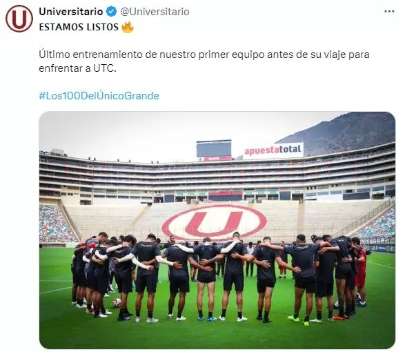 Universitario visitará a UTC en Cajabamba. | Fuente: @Universitario