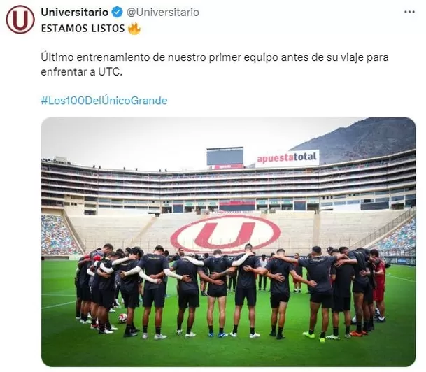 Universitario visitará a UTC en Cajabamba. | Fuente: @Universitario