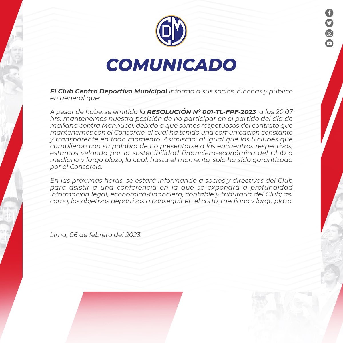 Comunicado del Club Deportivo Municipal