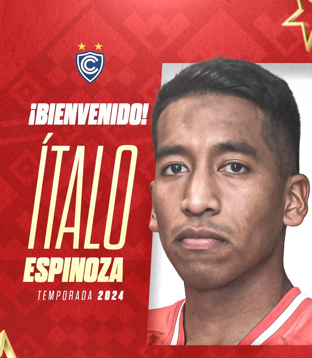 Ítalo Espinoza jugará en Cienciano. | Fuente: @Club_Cienciano