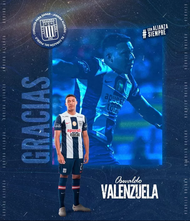 Oswaldo Valenzuela dejó de pertenecer a Alianza Lima. | Fuente: @ClubALoficial