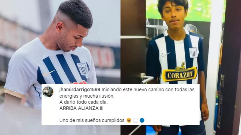 El nuevo jugador de Alianza Lima compartió una instantánea de su infancia provisto con la camiseta blanquiazul / Instagram: jhamirdarrigo1599