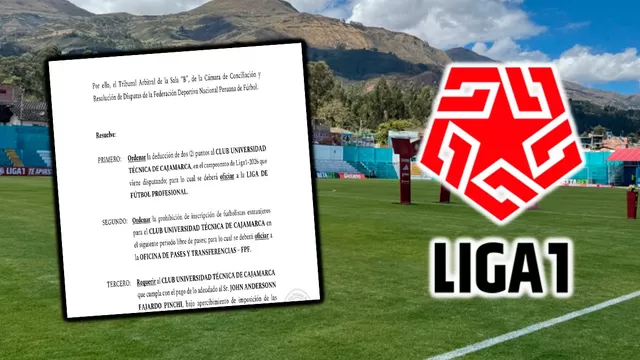 FPF ORDENÓ que se le reste dos puntos a histórico club de Liga 1 / Foto: Cajamarca Noticias / Video: L1MAX