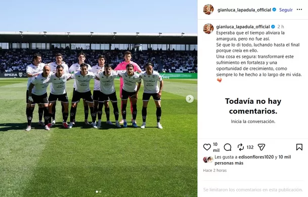 Mensaje de Gianluca Lapadula / Fuente: IG Gianluca Lapadula Mensaje de Gianluca Lapadula / Fuente: IG Gianluca Lapadula