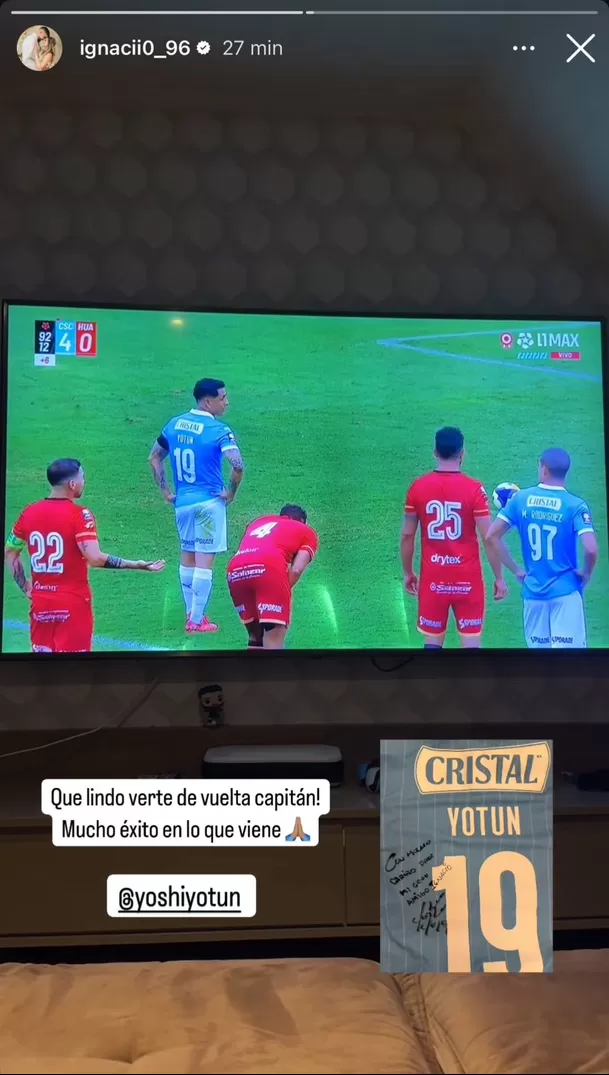 Ignácio vio triunfo de Sporting Cristal y le dedicó mensaje a Yoshimar Yotún 