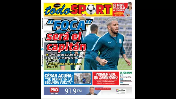 Jefferson Farfán acaparó portadas tras confirmarse que será capitán de Alianza Lima.