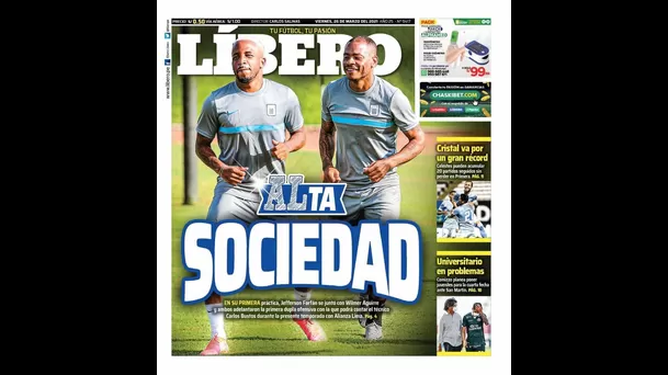 Jefferson Farfán acaparó portadas tras su primera práctica con Alianza Lima.