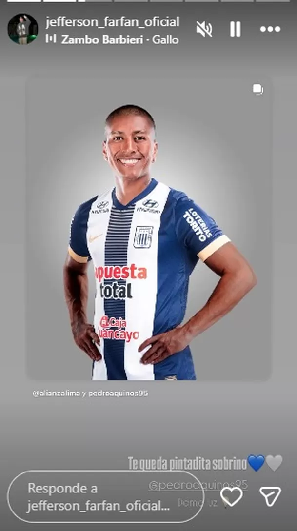 Mensaje de Jefferson Farfán a Pedro Aquino tras ser oficializado en Alianza Lima / IG