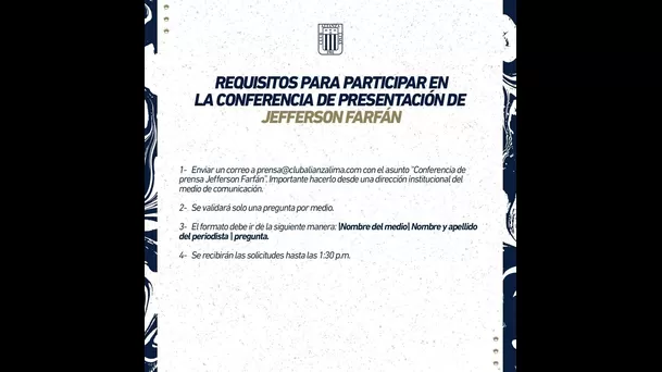 Comunicado de Alianza Lima.