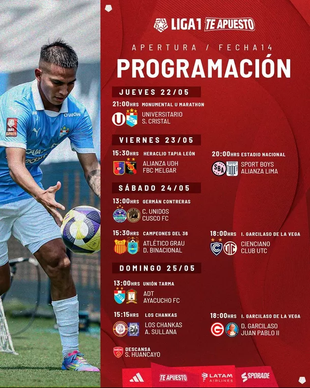 Programación de la fecha 14 del Torneo Apertura / Liga 1 Programación de la fecha 14 del Torneo Apertura / Liga 1