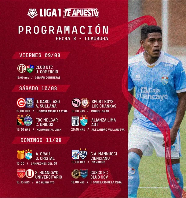 Programación de la Fecha 6 del Torneo Clausura de la Liga1  2024. | Foto: Liga1.