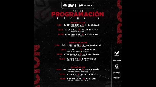 Liga 1: Conoce la programación de la fecha 8 del Torneo Apertura |Perú ...