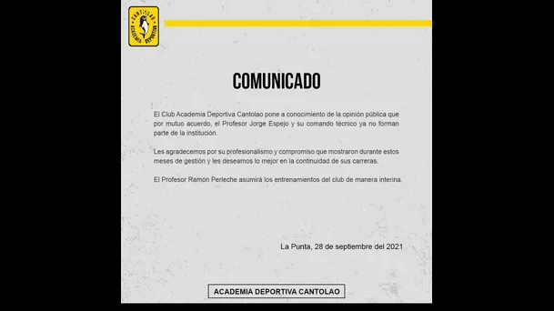 El comunicado de Cantolao.