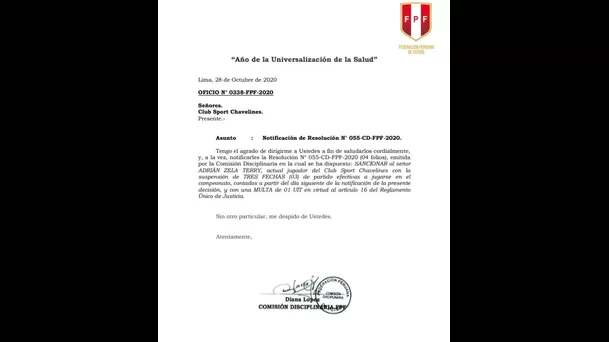 Documento emitido por la CD-FPF.