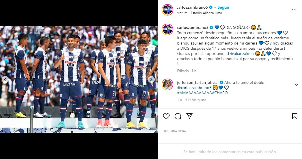 Instagram Carlos Zambrano
