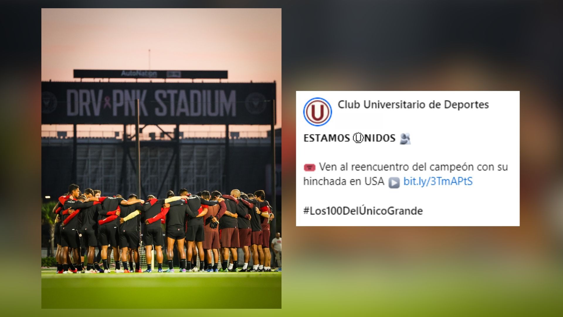 Universitario de Deportes realizó su entrenamiento en el Drive Pink Stadium de Miami / Facebook: Universitario de Deportes