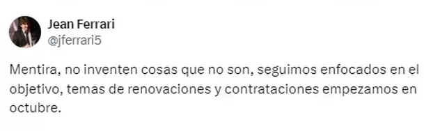 Jean Ferrari se pronunció tras el futuro de Nelson Cabanillas / Foto: X