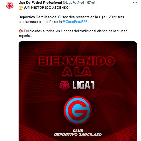 Twitter: Liga de Fútbol Profesional
