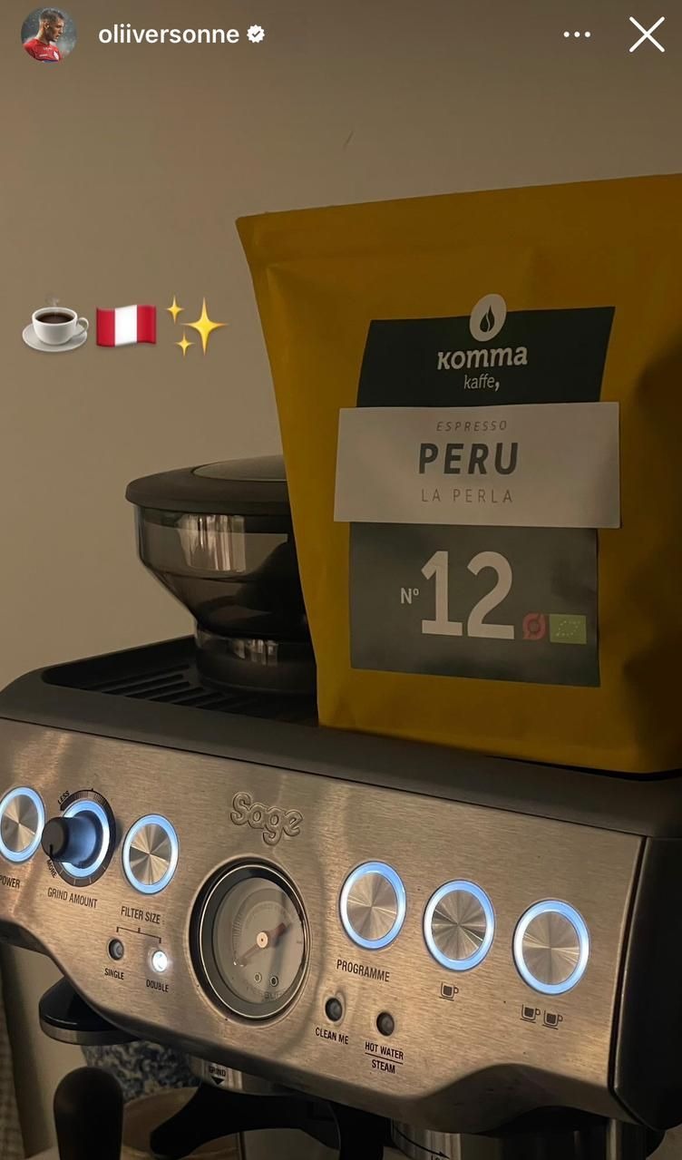 Oliver Sonne disfruta de café peruano. | Fuente: @oliversonne