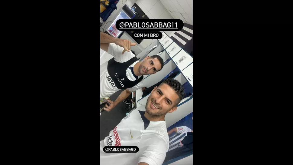 Imagen compartida por Carlos Zambrano donde se ve al delantero Pablo Sabbag / Instagram: Carlos Zambrano