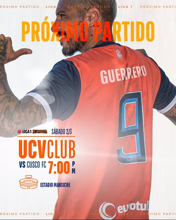 César Vallejo vs. Cusco FC con Paolo Guerrero. | Fuente: @clubucv