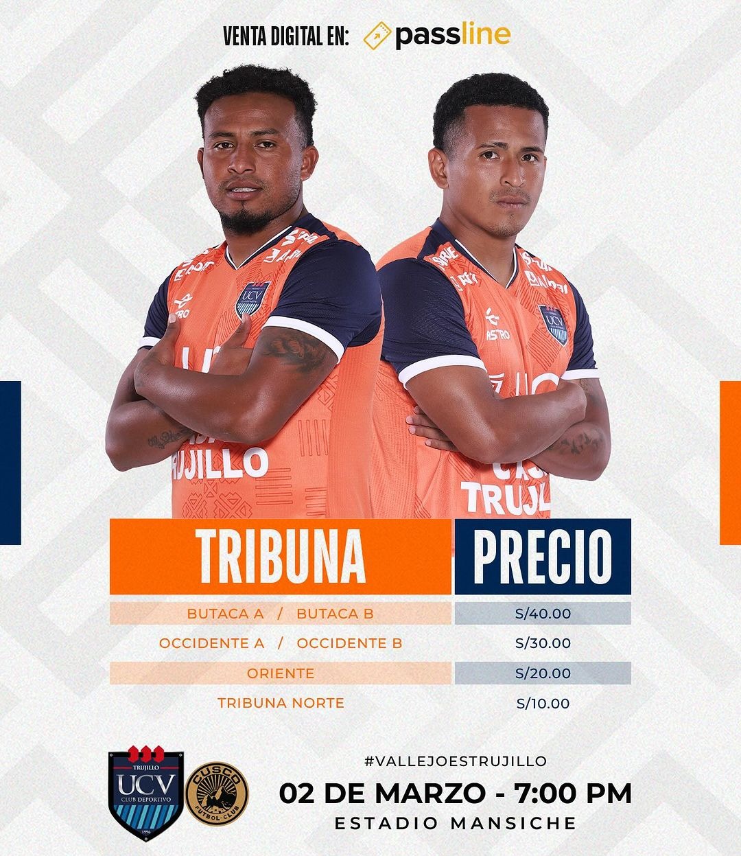 Precios de las entradas para el César Vallejo vs. Cusco FC. | Foto: UCV.