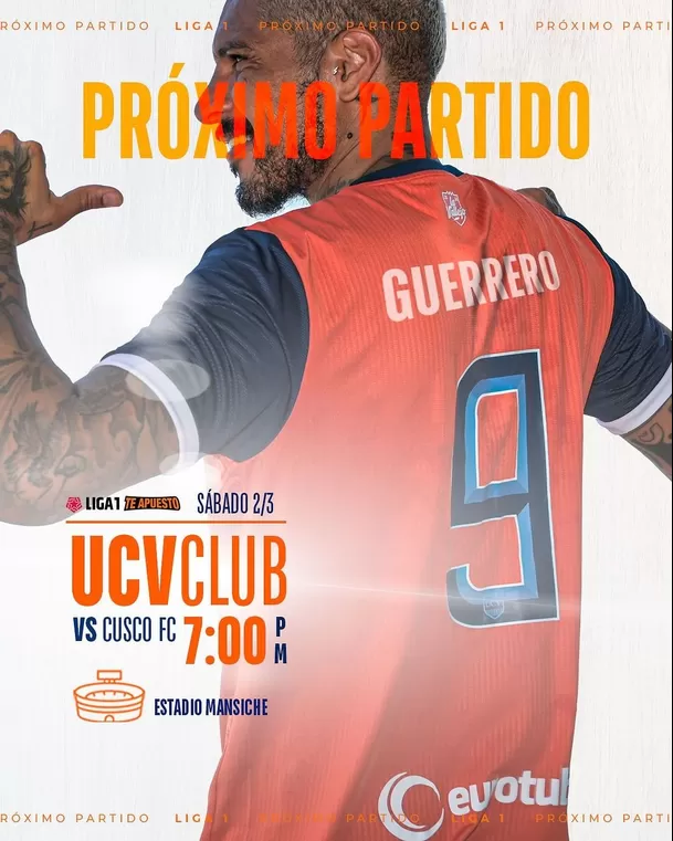 Afiche que promociona el próximo partido de la César Vallejo. | Foto: UCV.