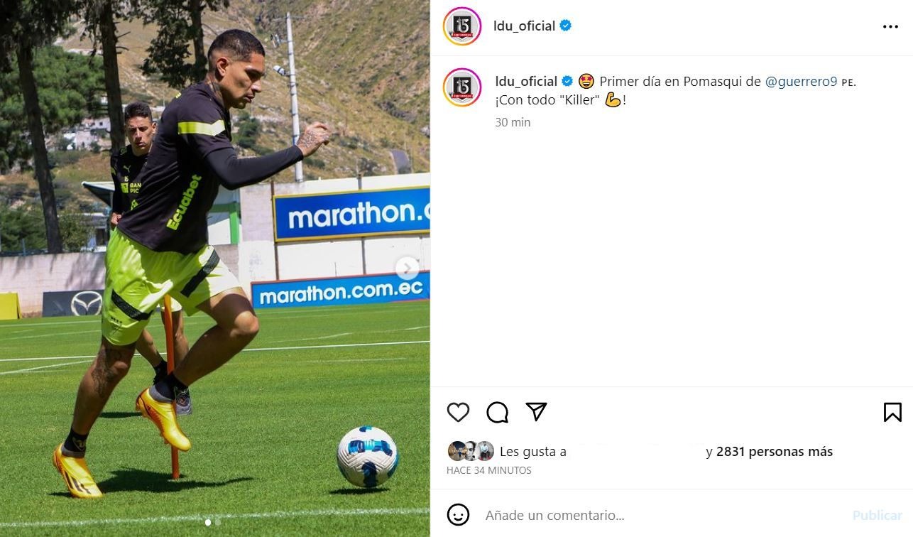 Paolo Guerrero se pone a punto para su debut en LDU. | Foto: Instagram.