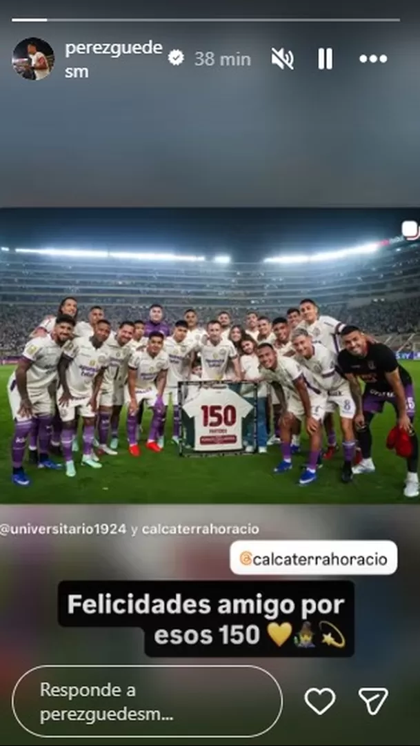Mensaje de Martín Pérez Guedes a Horacio Calcaterra / Foto: IG Universitario Mensaje de Martín Pérez Guedes a Horacio Calcaterra / Foto: IG Universitario