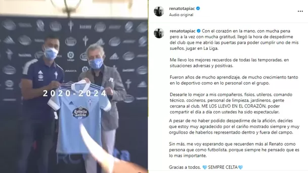 Publicación de Renato Tapia en su cuenta de Instagram / Foto: renatotapiac