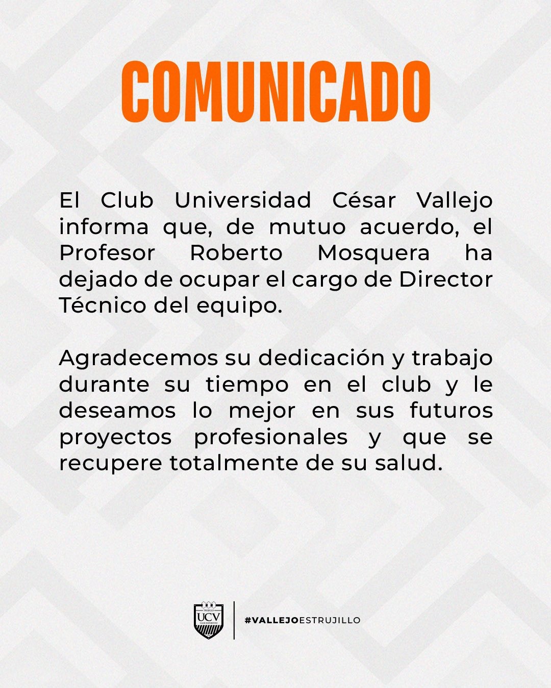 Este es el comunicado de la César Vallejo. | Fuente: @clubucv