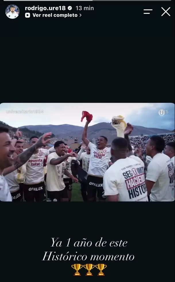 Mensaje de Rodrigo Ureña tras el año del 'Tri' de Universitario / Fuente: X Universitario Mensaje de Rodrigo Ureña tras el año del 'Tri' de Universitario / Fuente: X Universitario