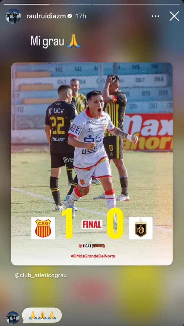 Captura del Instagram de Raúl Ruidíaz.