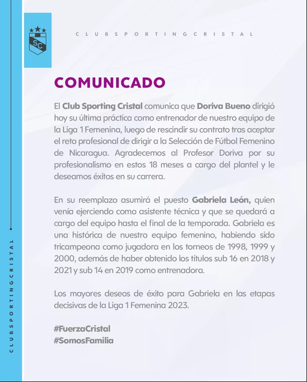 Comunicado de Sporting Cristal