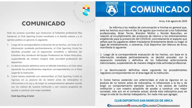 Copiaron el comunicado de Sporting Cristal sobre Ray Sandoval | Video: América Deportes.