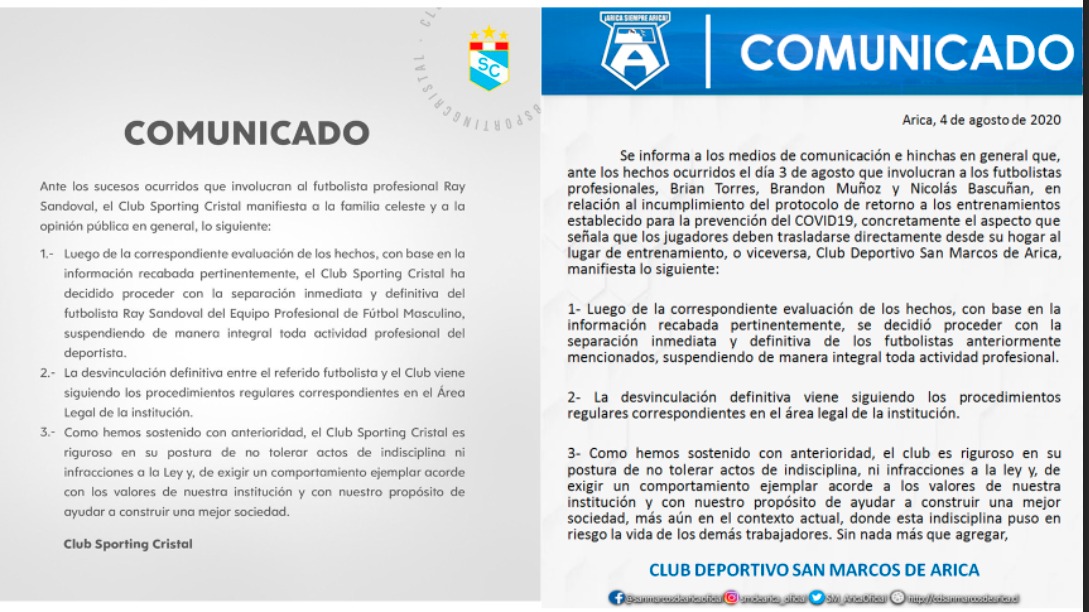 Copiaron el comunicado de Sporting Cristal sobre Ray Sandoval | Video: América Deportes.