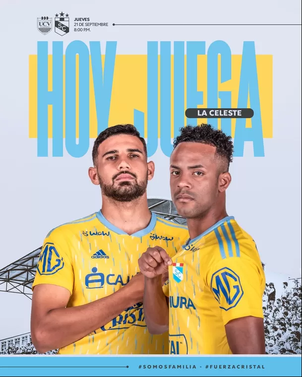 Sporting Cristal vs. César Vallejo este 21 de septiembre desde las 8:00 p. m. | Fuente: @ClubSCristal Sporting Cristal vs. César Vallejo este 21 de septiembre desde las 8:00 p. m. | Fuente: @ClubSCristal