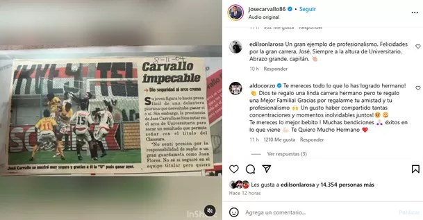 Aldo Corzo y sus palabras hacia José Carvallo tras su retiro / Captura