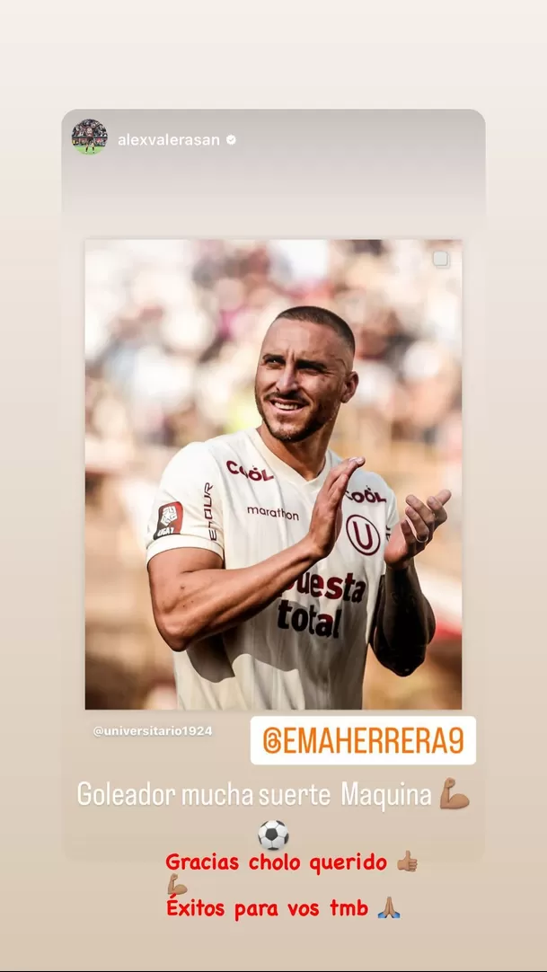 Valera y Herrera intercambiaron mensajes. | Fuente: Instagram