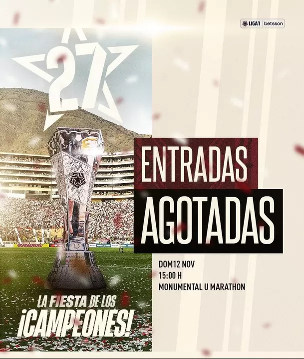 El Monumental lucirá abarrotado para la premiación de Universitario. | Foto: Universitario.