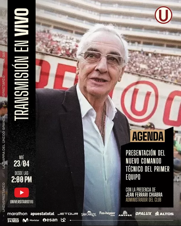 Jorge Fossati será presentado como nuevo entrenador de Universitario / X Jorge Fossati será presentado como nuevo entrenador de Universitario / X