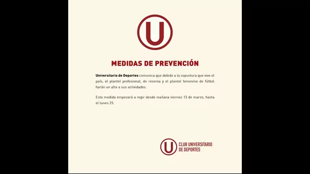 Este es el comunicado que emitió Universitario.