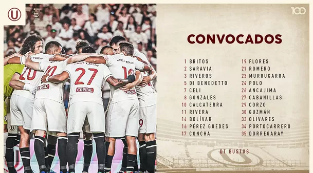 Convocados de Universitario para el duelo ante Melgar. | Foto: Universitario.