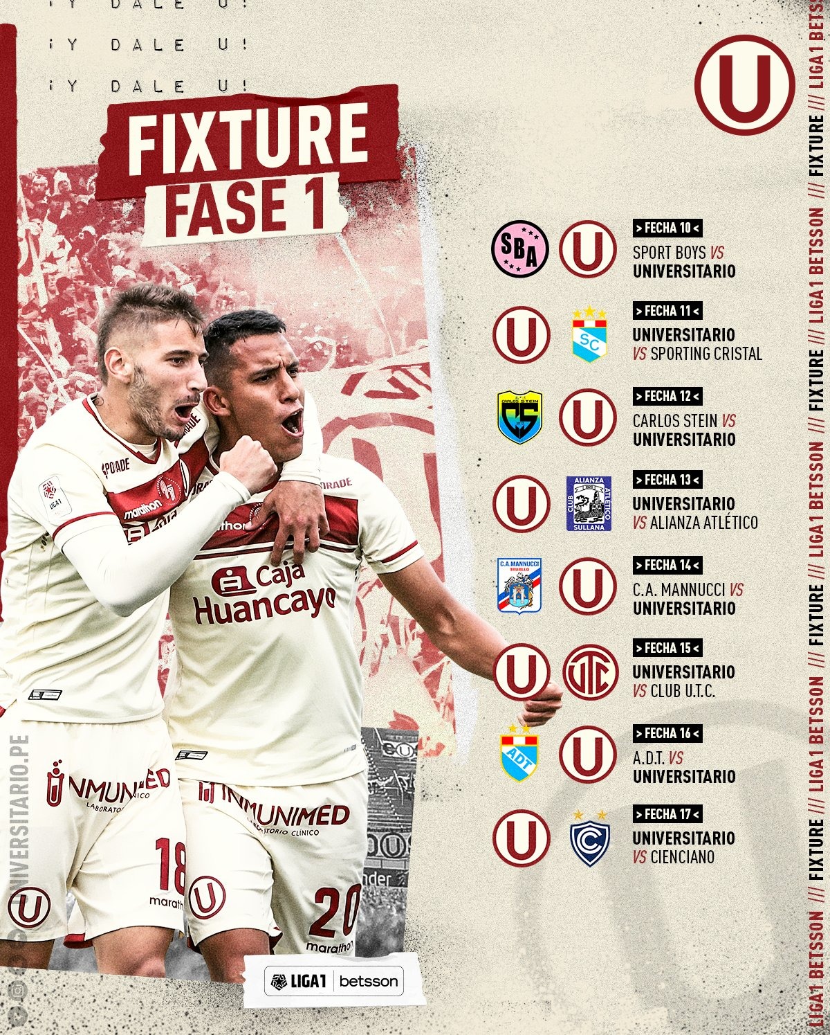 Universitario El fixture de los cremas para la Liga 1 2022 América