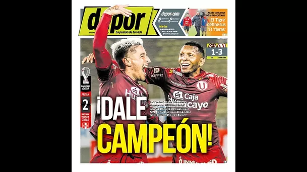 Universitario protagonizó portadas tras ganar el Torneo Apertura 2020.