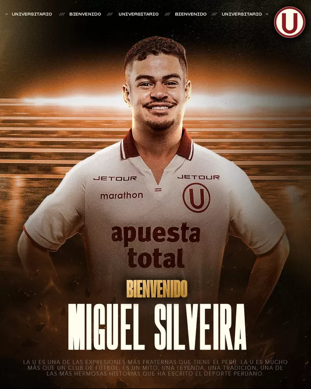 Universitario oficializó la llegada de Miguel Silveira para pelear por la Liga 1 y Copa Libertadores / X